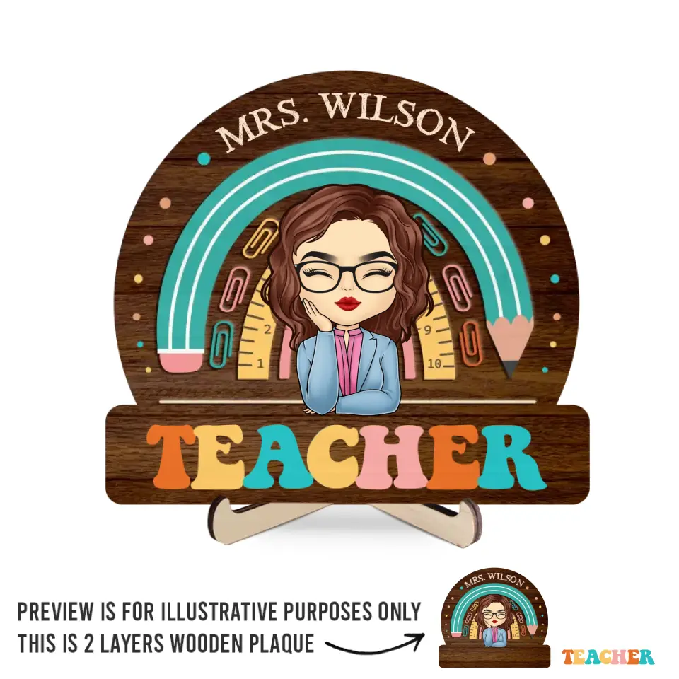 Teachers Plant The Seeds Of Knowledge That Grow Forever - Teacher Personalized Custom 2-Layered Wooden Plaque With Stand - Gift For Teacher - Image 2