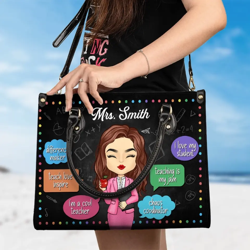 Teaching Is My Jam - Teacher Personalized Custom Leather Handbag - Gift For Teacher - Image 4