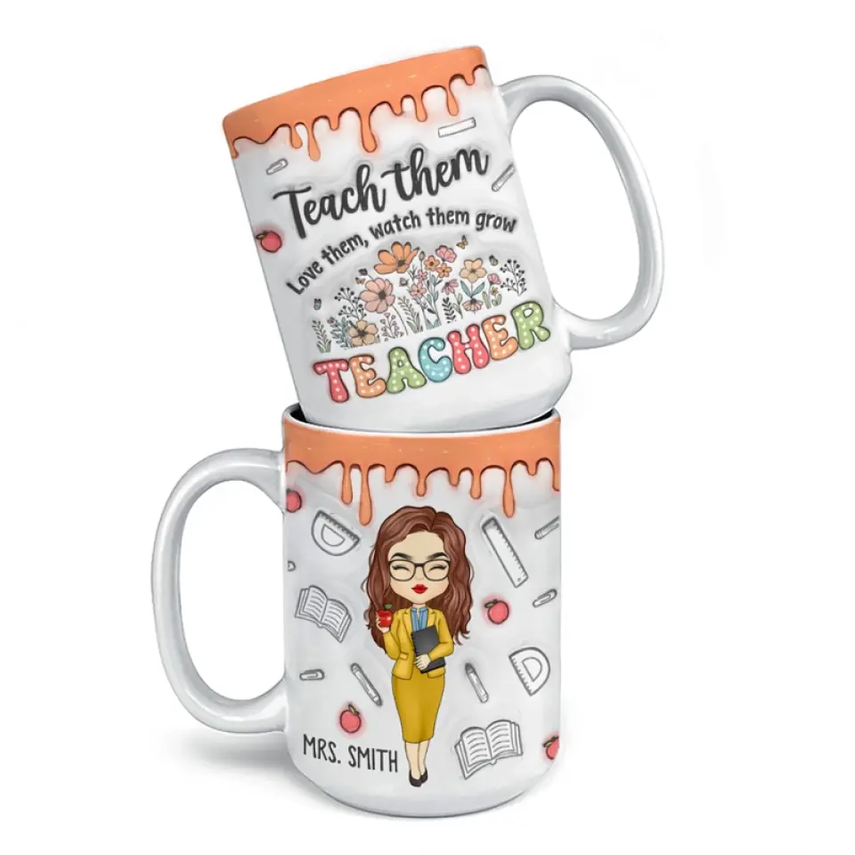 Teaching Is My Superpower - Teacher Personalized Custom 3D Inflated Effect Printed Mug - Gift For Teacher - Image 4