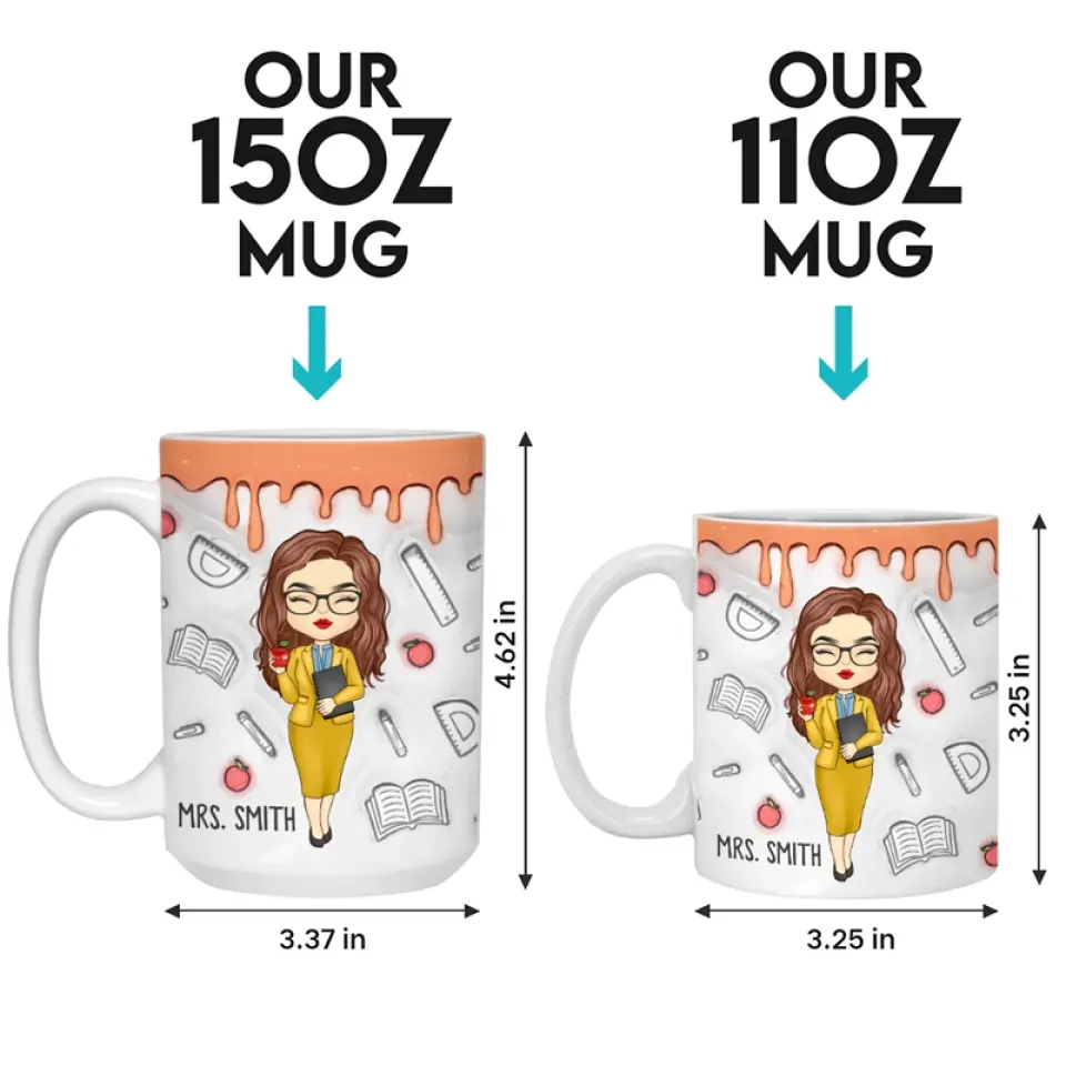 Teaching Is My Superpower - Teacher Personalized Custom 3D Inflated Effect Printed Mug - Gift For Teacher - Image 5