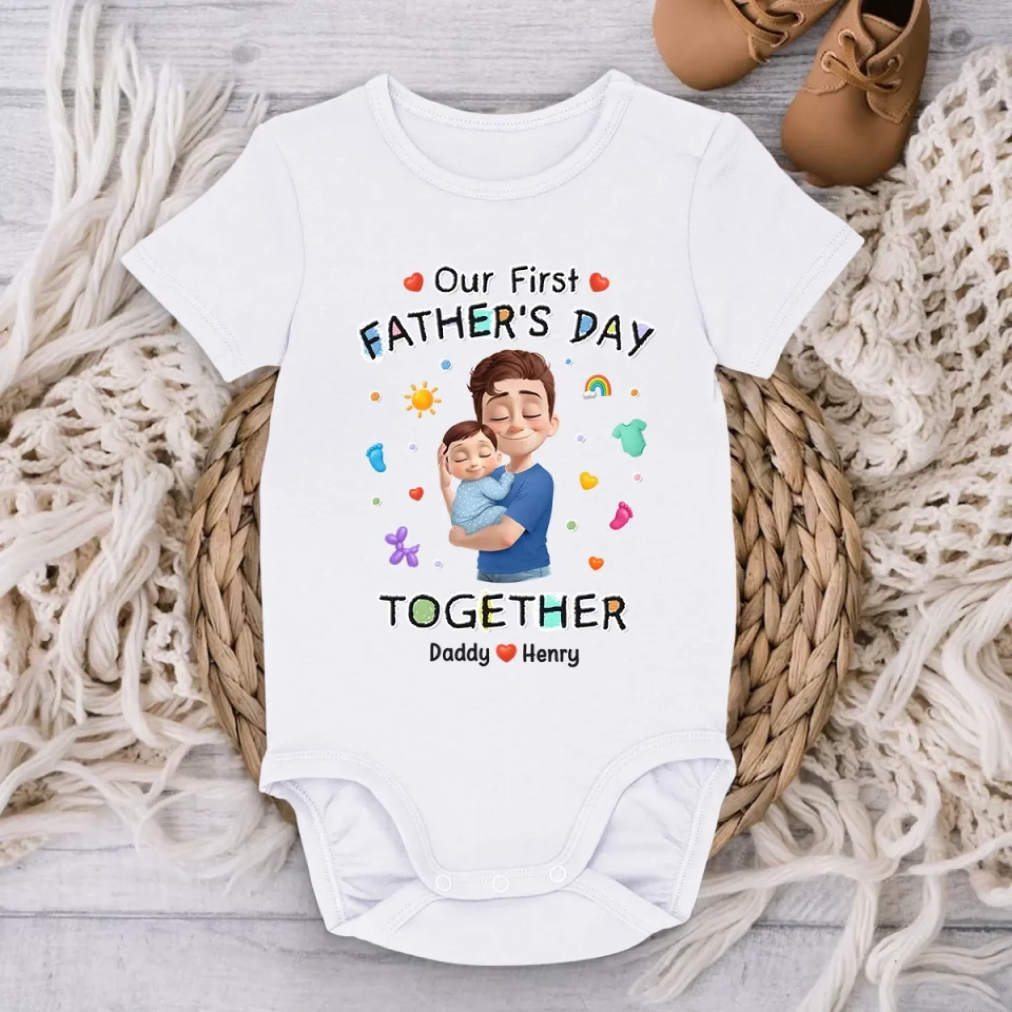 Team Daddy Since Day One - Family Personalized Custom Baby Onesie - Father's Day, Baby Shower Gift, Gift For First Dad, Baby Kids, Newborn Baby - Image 3