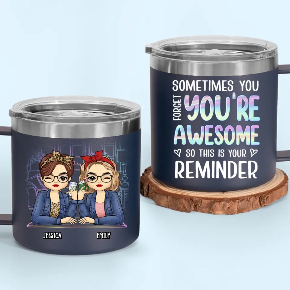 Thank You For Being My Emotional Support Bestie - Bestie Personalized Custom 14oz Stainless Steel Tumbler With Handle - Gift For Best Friends, BFF, Sisters - Image 7