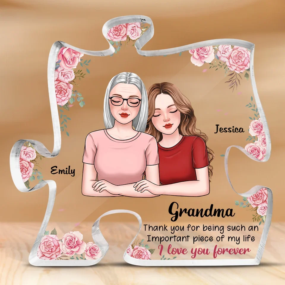 Thank You For Being Such An Important Piece Of My Life - Family Personalized Custom Puzzle Shaped Acrylic Plaque - Gift For Mom, Grandma - Image 6