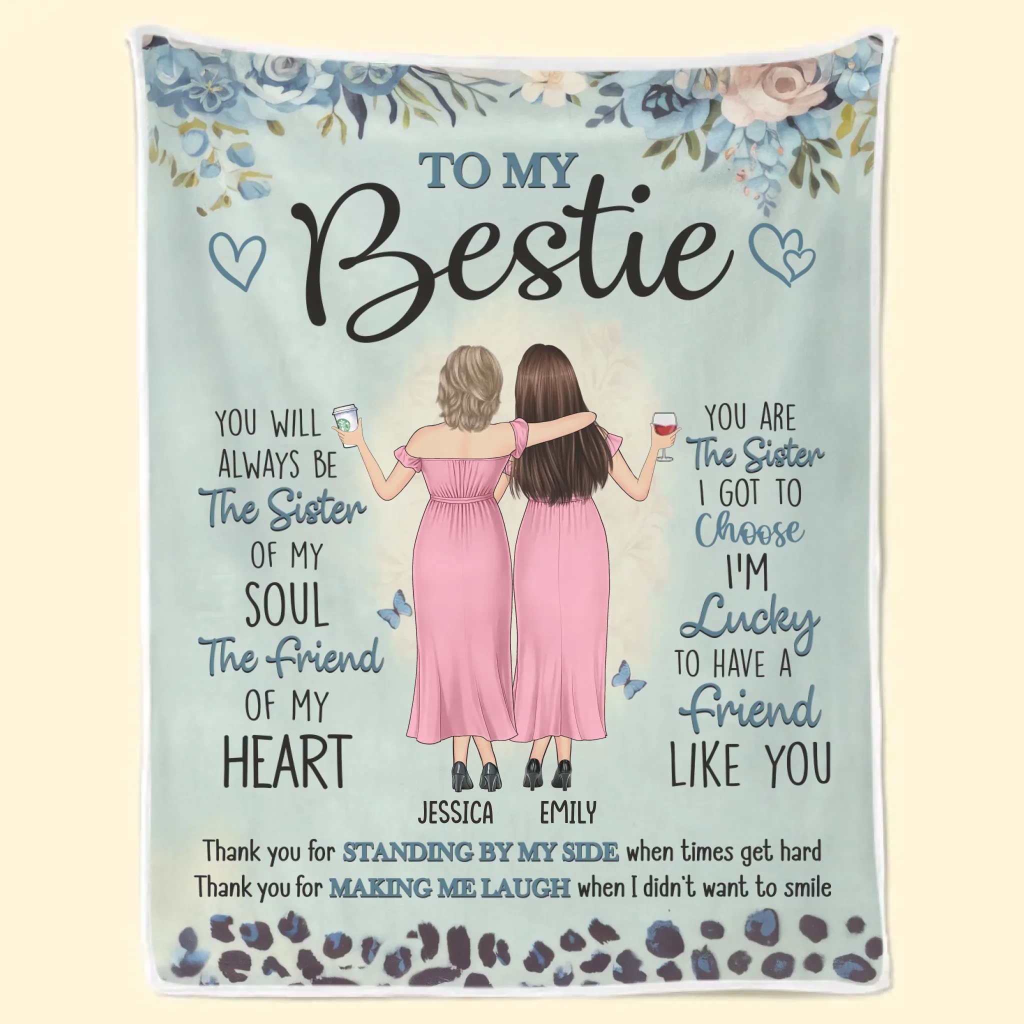 Thank You For Making Me Laugh When I Didn't Even Want To Smile - Bestie Personalized Custom Blanket - Gift For Best Friends, BFF, Sisters - Image 2