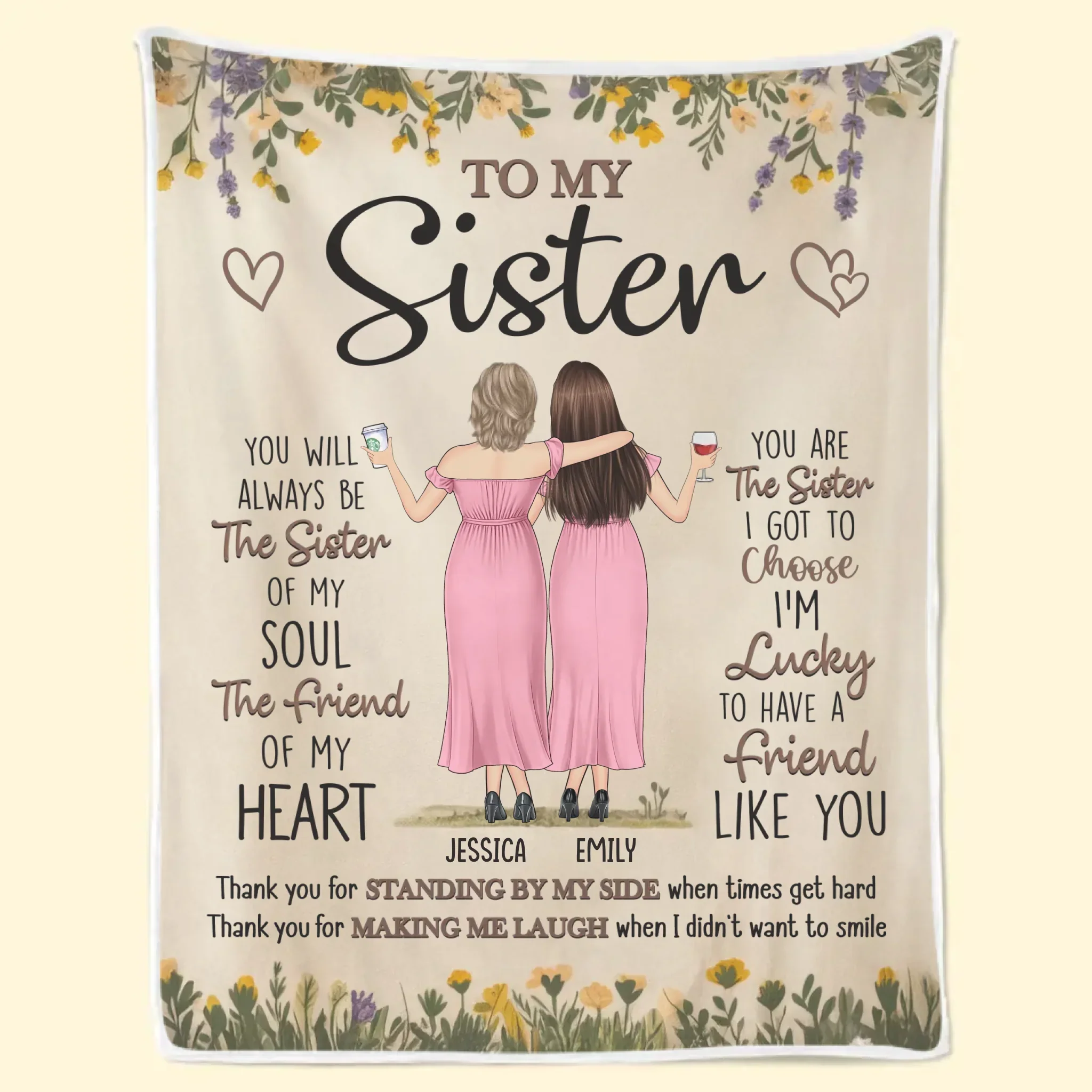 Thank You For Standing By My Side - Bestie Personalized Custom Blanket - Gift For Best Friends, BFF, Sisters - Image 2