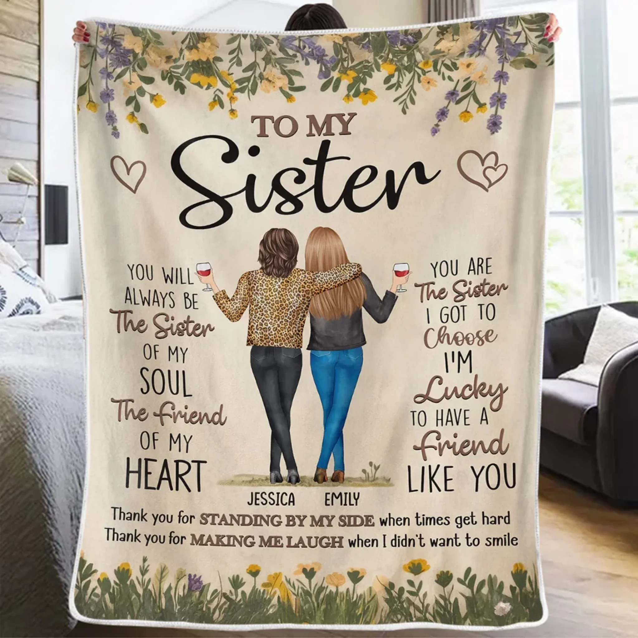 Thank You For Standing By My Side - Bestie Personalized Custom Blanket - Gift For Best Friends, BFF, Sisters - Image 3