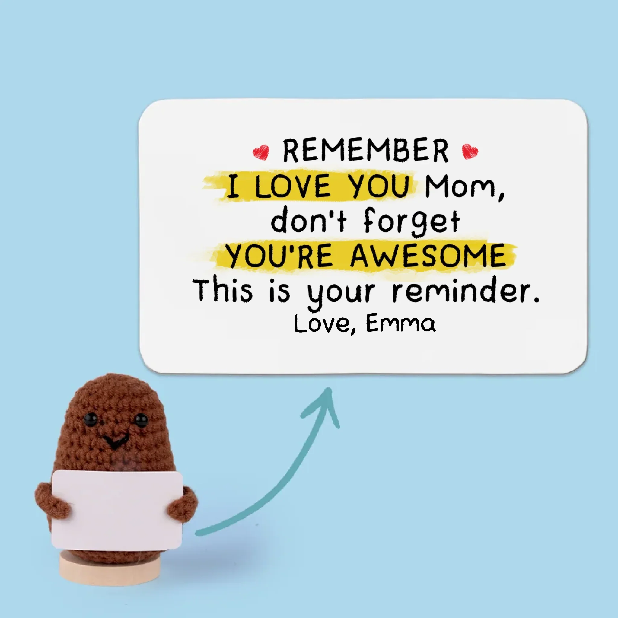 Thanks For Always Being There, Mom - Family Personalized Custom Handmade Crochet Plush With Motivational Message - Mother's Day, Gift For Mom - Image 2