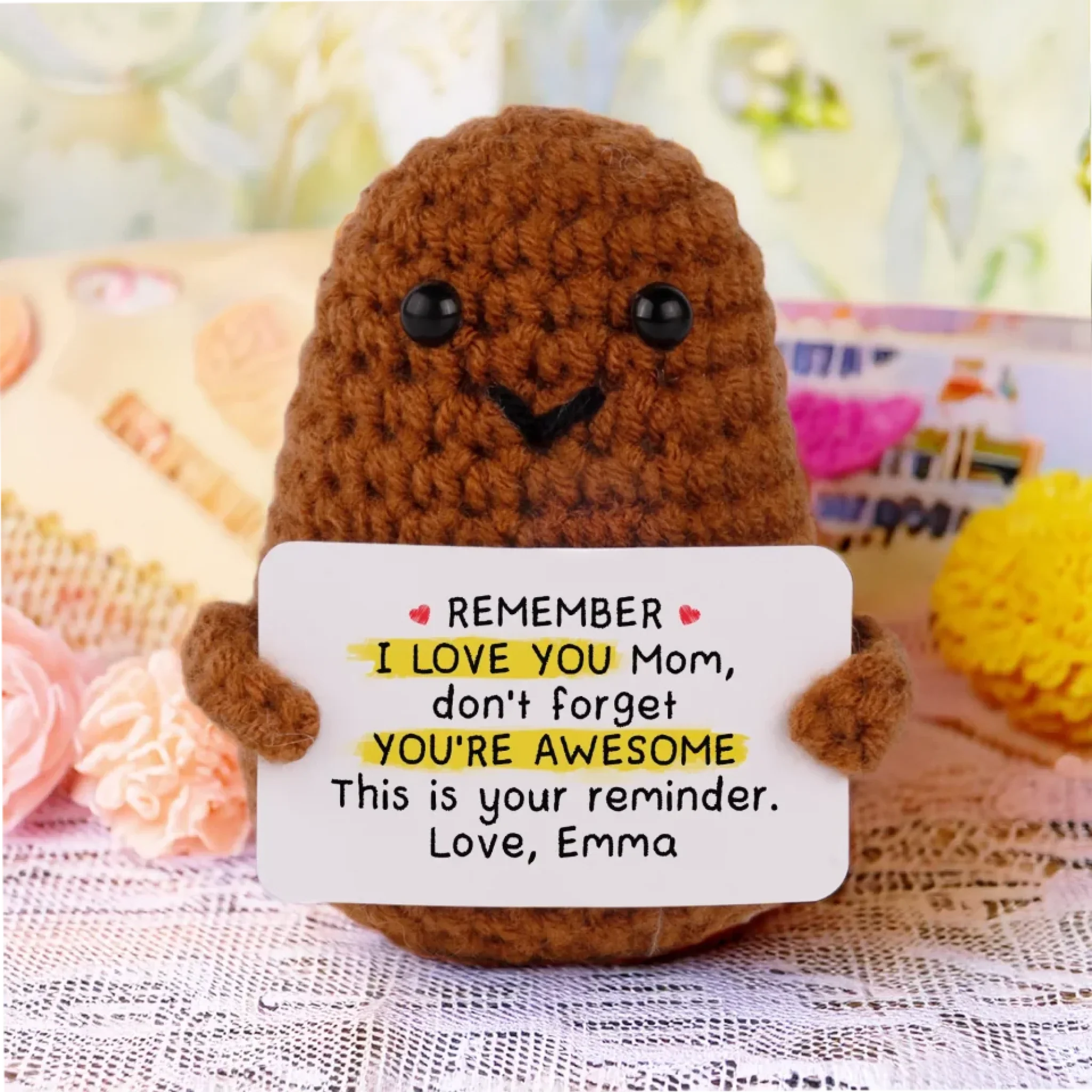 Thanks For Always Being There, Mom - Family Personalized Custom Handmade Crochet Plush With Motivational Message - Mother's Day, Gift For Mom - Image 7