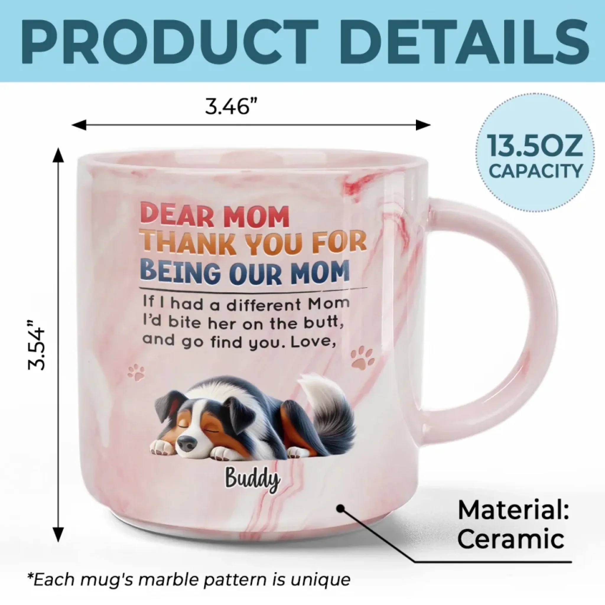 Thanks For Being Our Mom, Forever Loved - Dog Personalized Custom Marble Mug - Gift For Pet Owners, Pet Lovers - Image 5