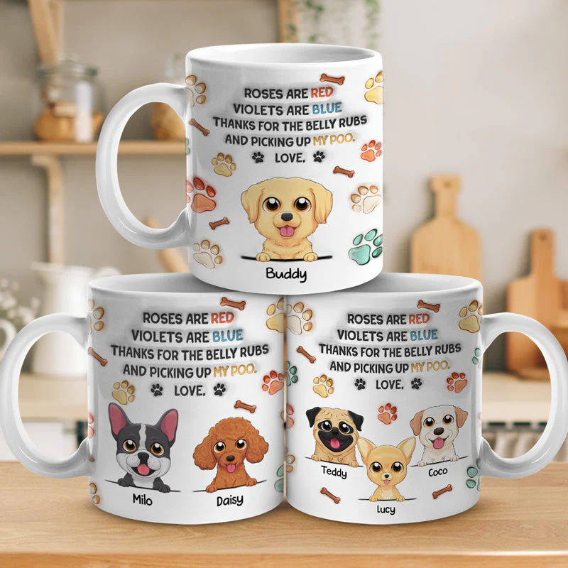 Thanks For The Belly Rubs - Dog Personalized Custom 3D Inflated Effect Printed Mug - Christmas Gift For Pet Owners, Pet Lovers - Image 3