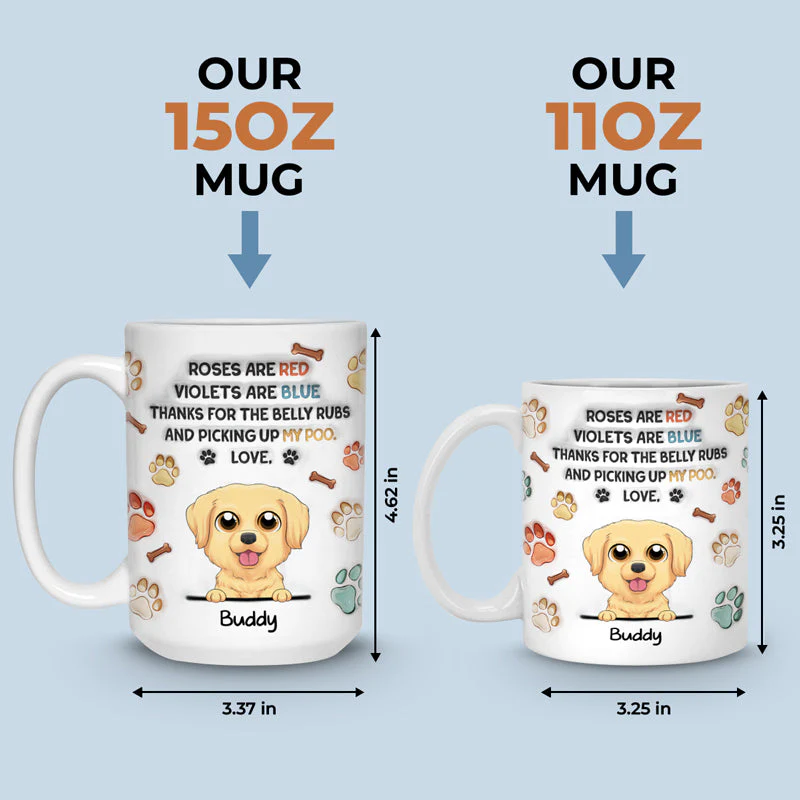 Thanks For The Belly Rubs - Dog Personalized Custom 3D Inflated Effect Printed Mug - Christmas Gift For Pet Owners, Pet Lovers - Image 4