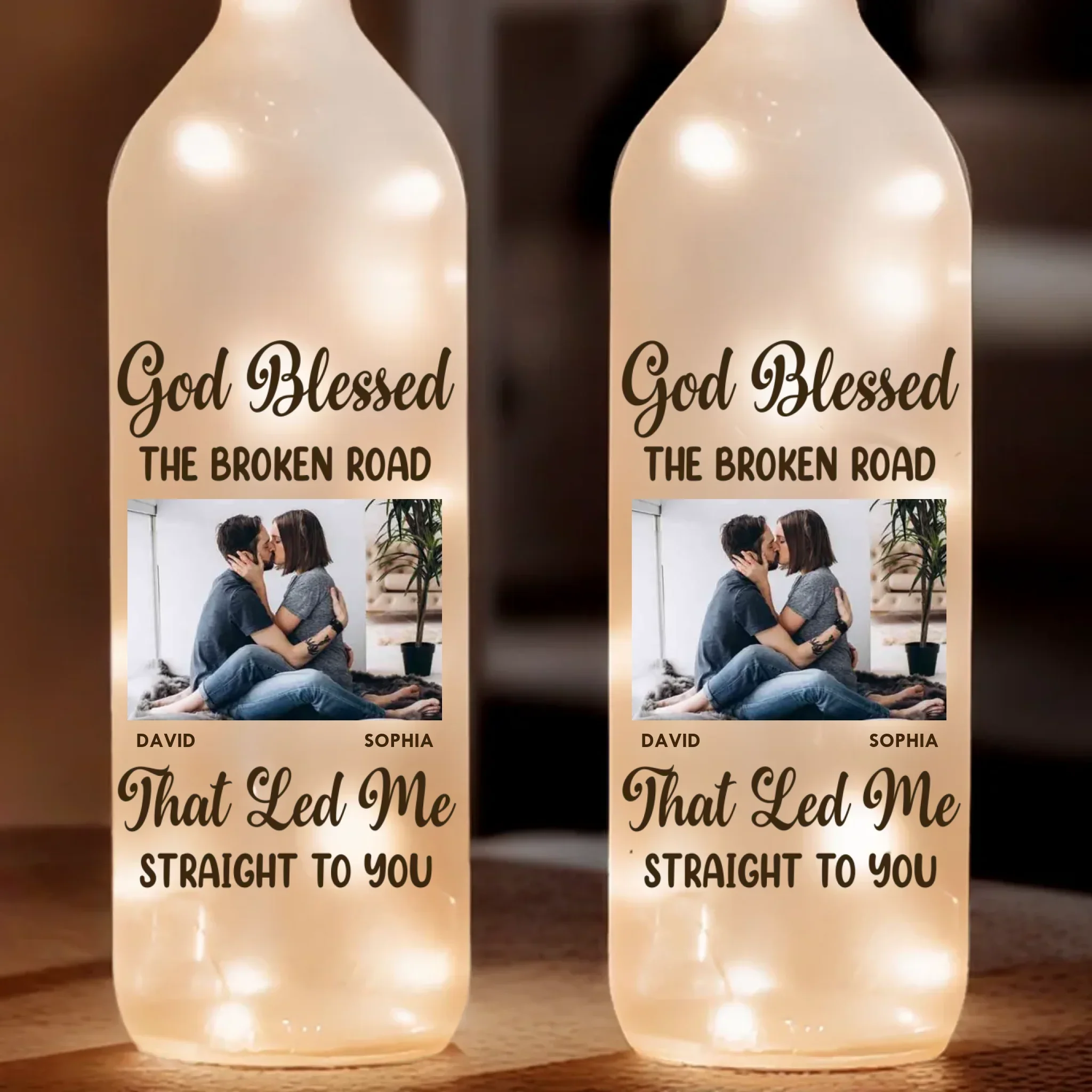 That Led Me Straight To You - Couple Personalized Custom Bottle Lamp - Gift For Husband Wife - Image 2