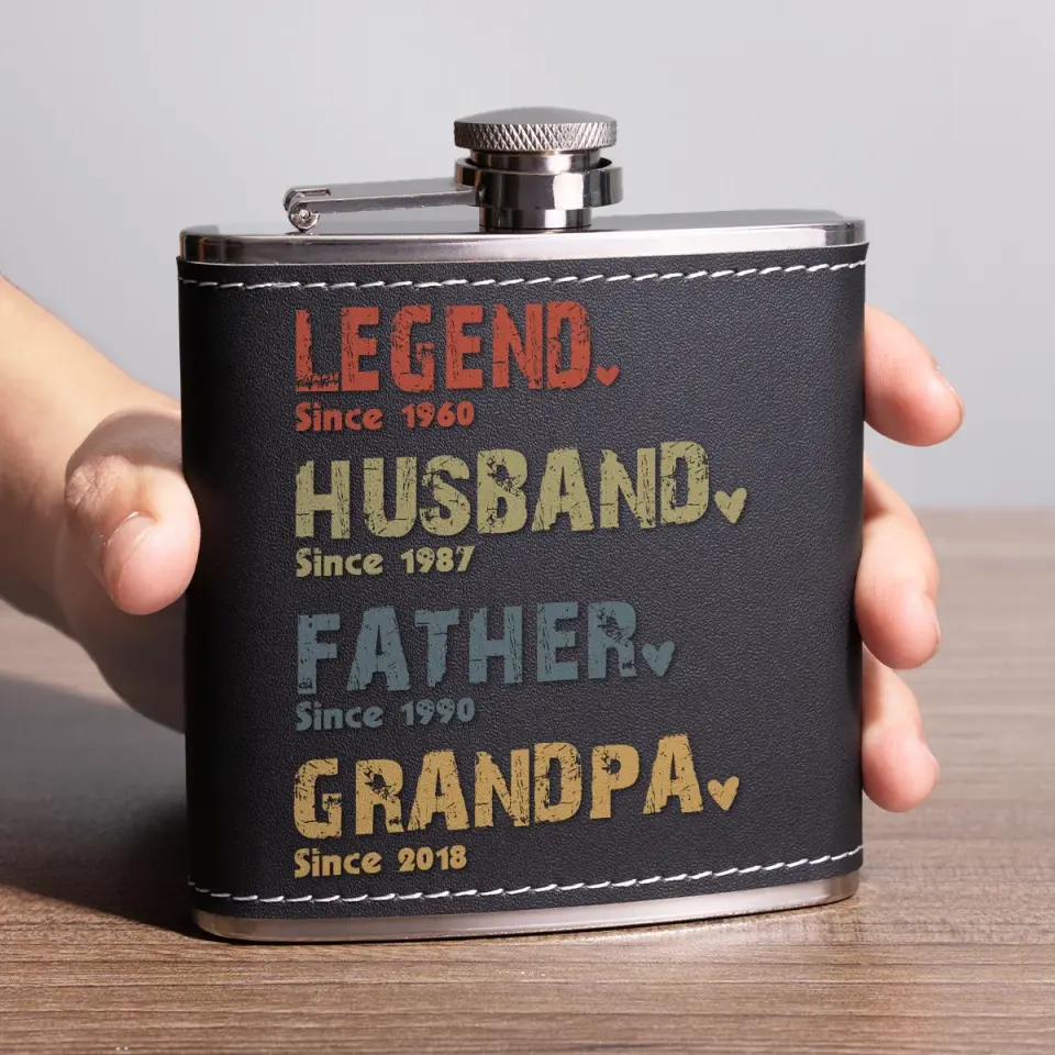 The Amazing Journey Of A Man - Family Personalized Custom Hip Flask - Father's Day, Gift For Dad, Grandpa - Image 2