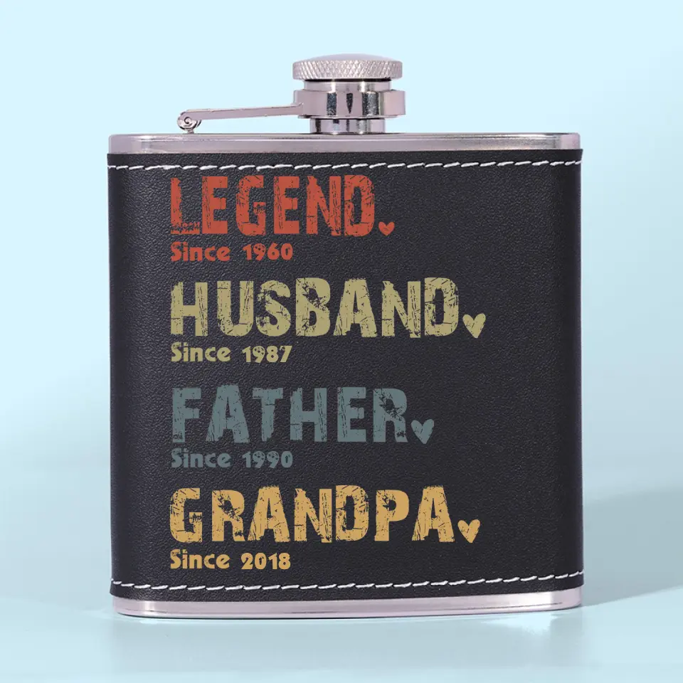 The Amazing Journey Of A Man - Family Personalized Custom Hip Flask - Father's Day, Gift For Dad, Grandpa - Image 6