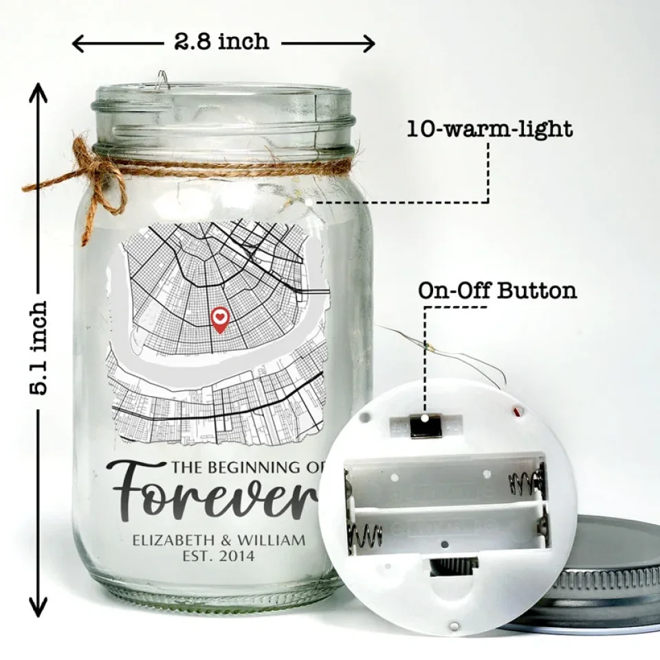 The Beginning Of Forever - Couple Personalized Custom Mason Jar Light - Gift For Couple, Husband Wife, Anniversary - Image 4