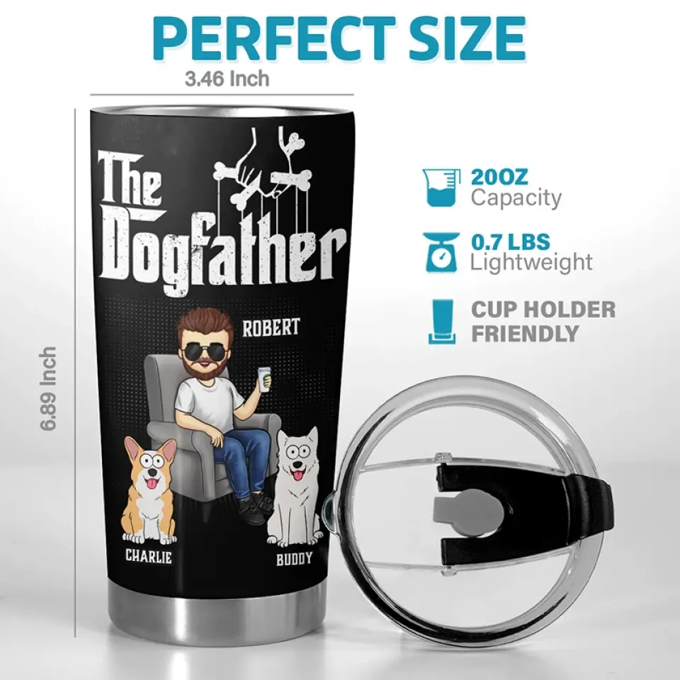 The Best Father We Adore - Dog & Cat Personalized Custom Tumbler - Father's Day, Gift For Pet Owners, Pet Lovers - Image 3