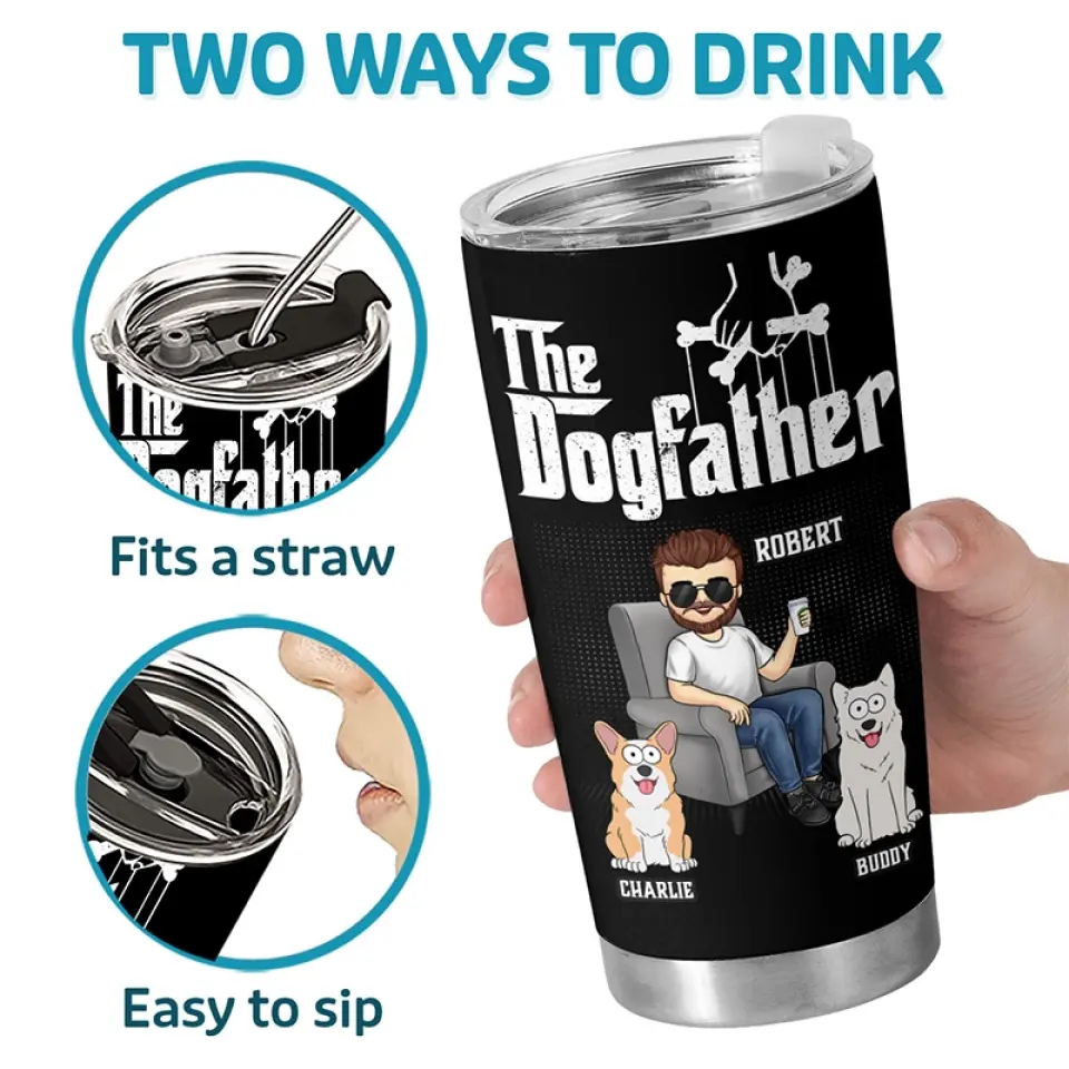 The Best Father We Adore - Dog & Cat Personalized Custom Tumbler - Father's Day, Gift For Pet Owners, Pet Lovers - Image 4