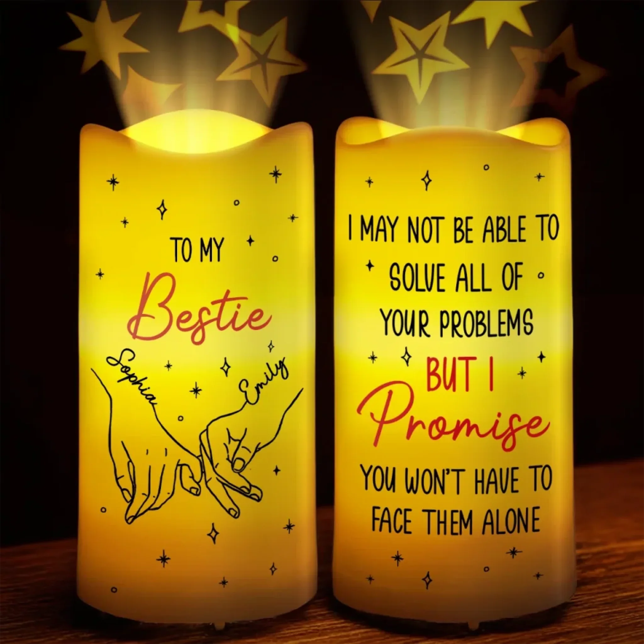 The Best Friendships Are Forever - Bestie Personalized Custom LED Projection Flameless Candle - Gift For Best Friends, BFF, Sisters
