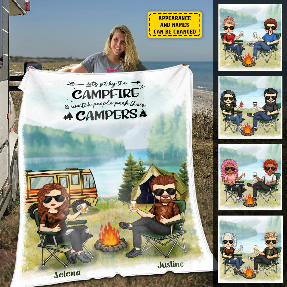 The Best Memories Are Made Camping - Husband & Wife - Gift For Camping Couples, Personalized Blanket - Image 4