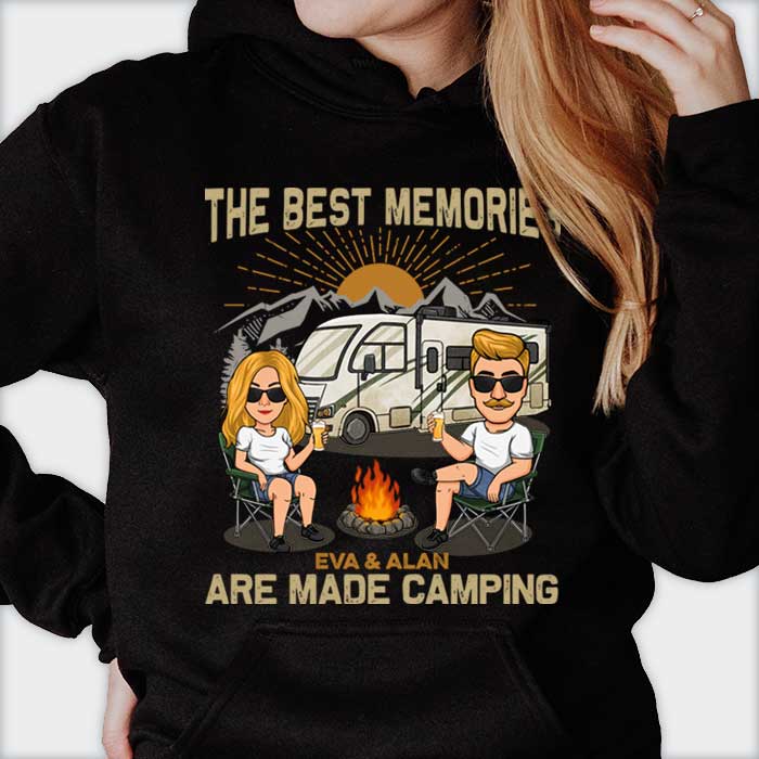 The Best Memories Are Made Camping - Personalized Unisex T-Shirt, Hoodie, Sweatshirt - Gift For Couple, Husband Wife, Anniversary, Engagement, Wedding, Marriage, Camping Gift - Image 2