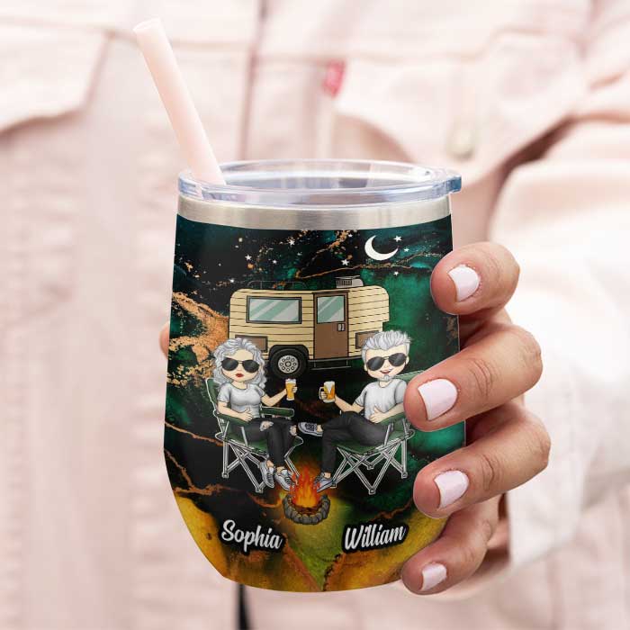 The Best Memories Are Made While Camping - Gift For Camping Couples, Personalized Wine Tumbler - Image 3