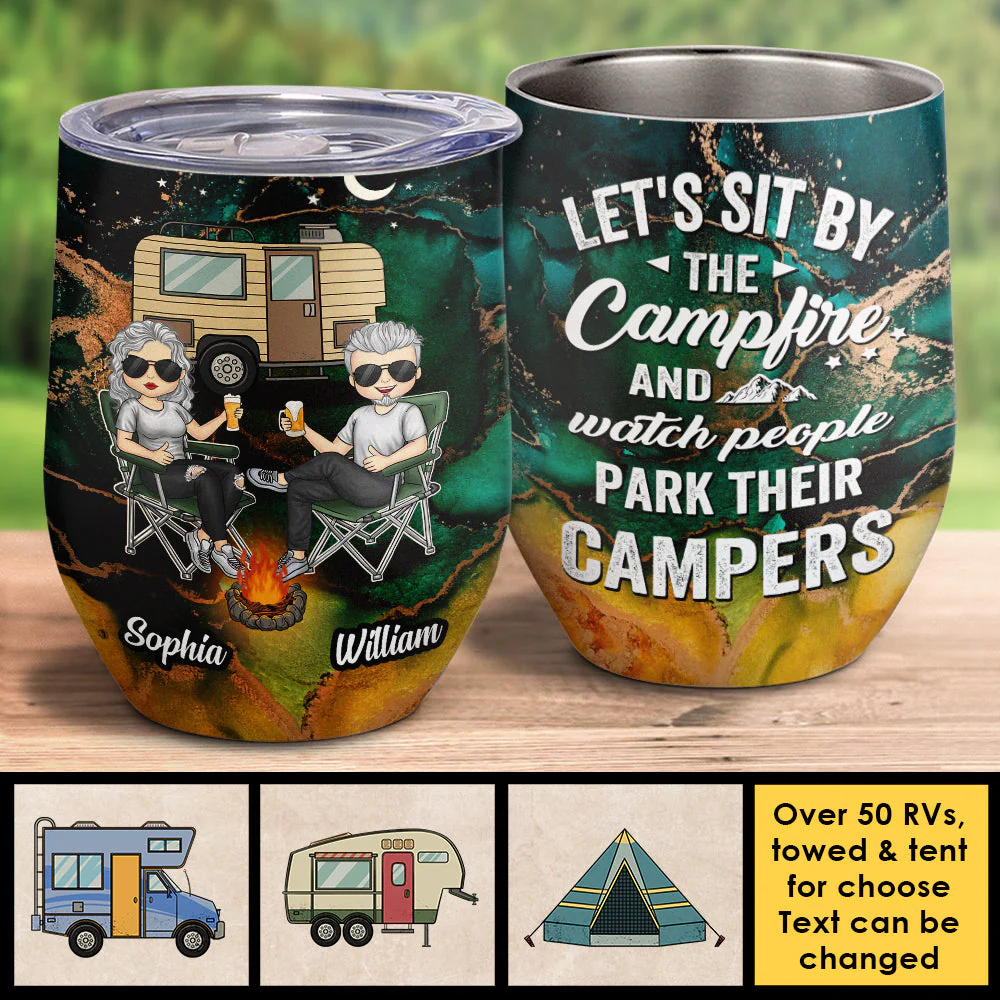 The Best Memories Are Made While Camping - Gift For Camping Couples, Personalized Wine Tumbler - Image 4
