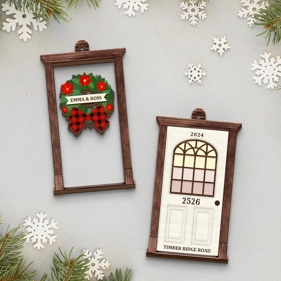 The Best Part Of Christmas Is Being With You, In Our Cozy Little Home - Couple Personalized Custom Shaped 2 Layered Wood Christmas Ornament - Christmas Gift For Husband Wife, Anniversary - Image 3