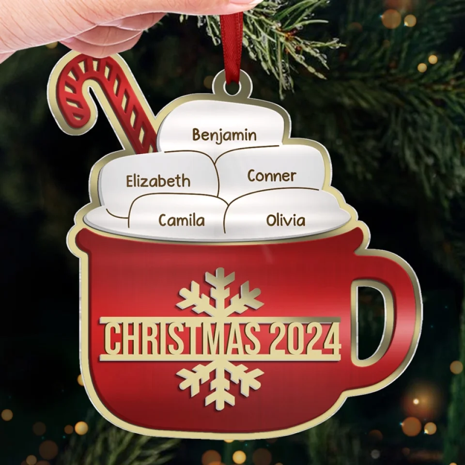 The Best Thing About Christmas Is Spending Time With Family - Family Personalized Custom Mirrored Acrylic Ornament - Christmas Gift For Family Members - Image 3