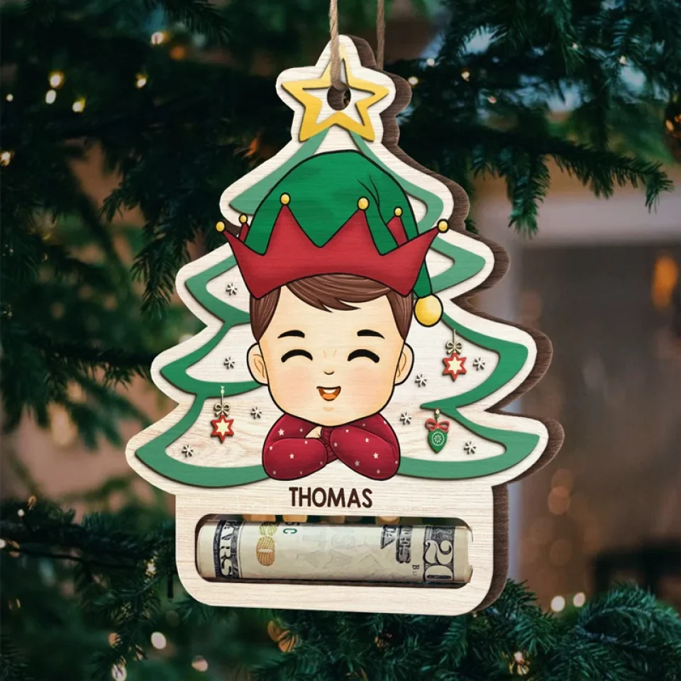 The Best Way To See Christmas Is Through The Eyes Of A Child - Family Personalized Custom Ornament, Money Holder - Wood Custom Shaped -  Christmas Gift For Family Members - Image 5