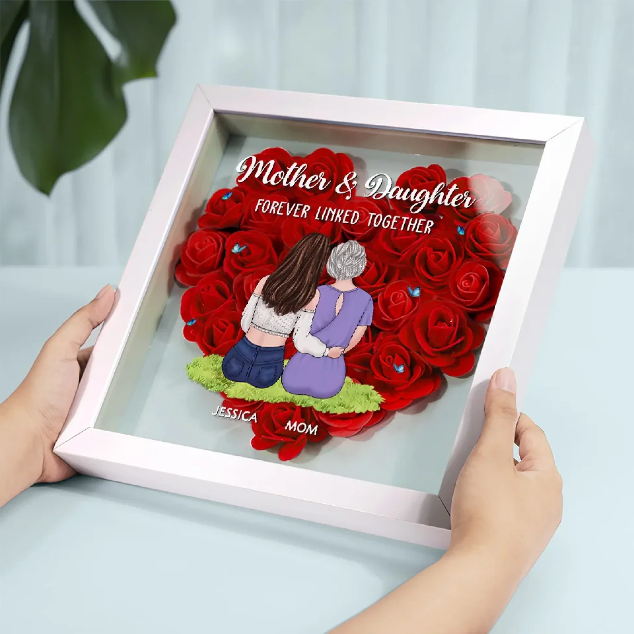 The Bond We Share Is My Greatest Gift - Family Personalized Custom Flower Shadow Box - Gift For Mom, Grandma - Image 3