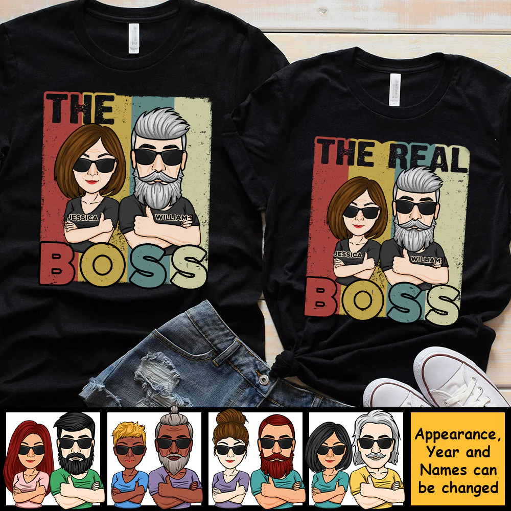 The Boss & The Real Boss - Personalized Matching Couple T-Shirt - Gift For Couple, Husband Wife, Anniversary, Engagement, Wedding, Marriage Gift - Image 4
