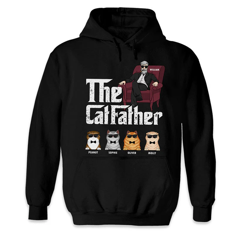The Cat Father Cat Dad In Suit Cool Cats - Gift for Cat Dad - Personalized Unisex T-Shirt, Hoodie - Image 4