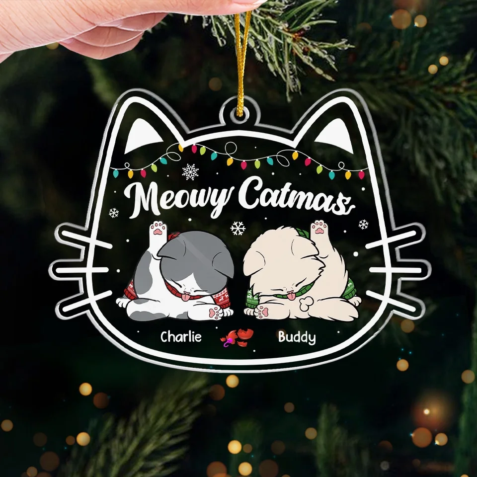 The Cutest Santa Paws - Cat Personalized Custom Ornament - Acrylic Custom Shaped - Christmas Gift For Pet Owners, Pet Lovers - Image 4