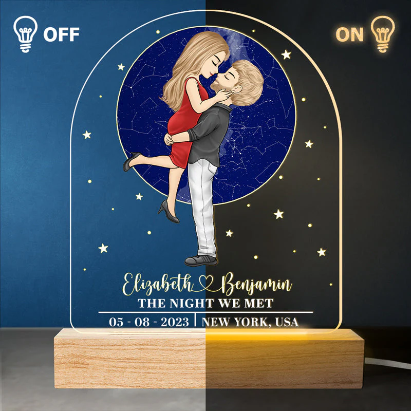 The Day You Said Yes - Couple Personalized Custom Shaped 3D LED Light - Gift For Husband Wife, Anniversary - Image 3