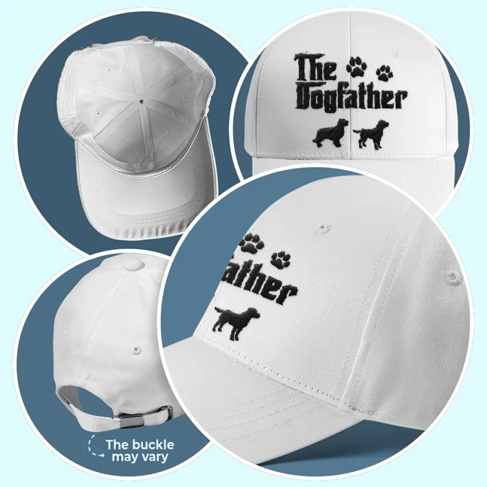 The Dogfather - Dog Personalized Custom Line Embroidered Cap - Gift For Pet Owners, Pet Lovers - Image 5