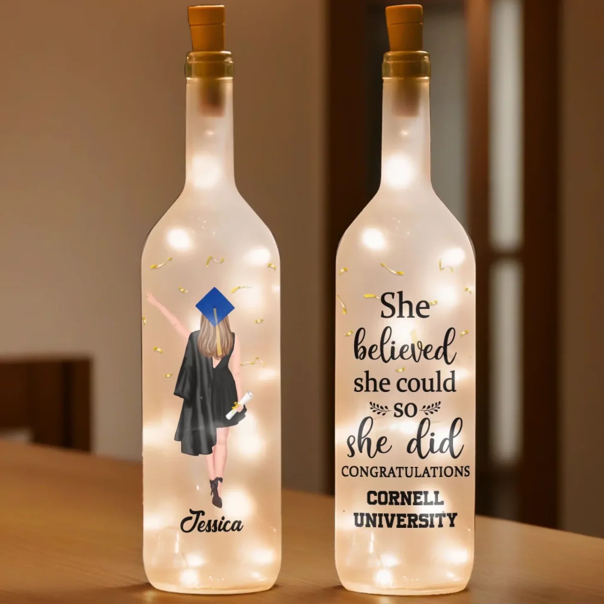 The Future Is Bright, Just Like You - Family Personalized Custom Bottle Lamp - Graduation Gift For Family Members, Siblings, Brothers, Sisters - Image 3