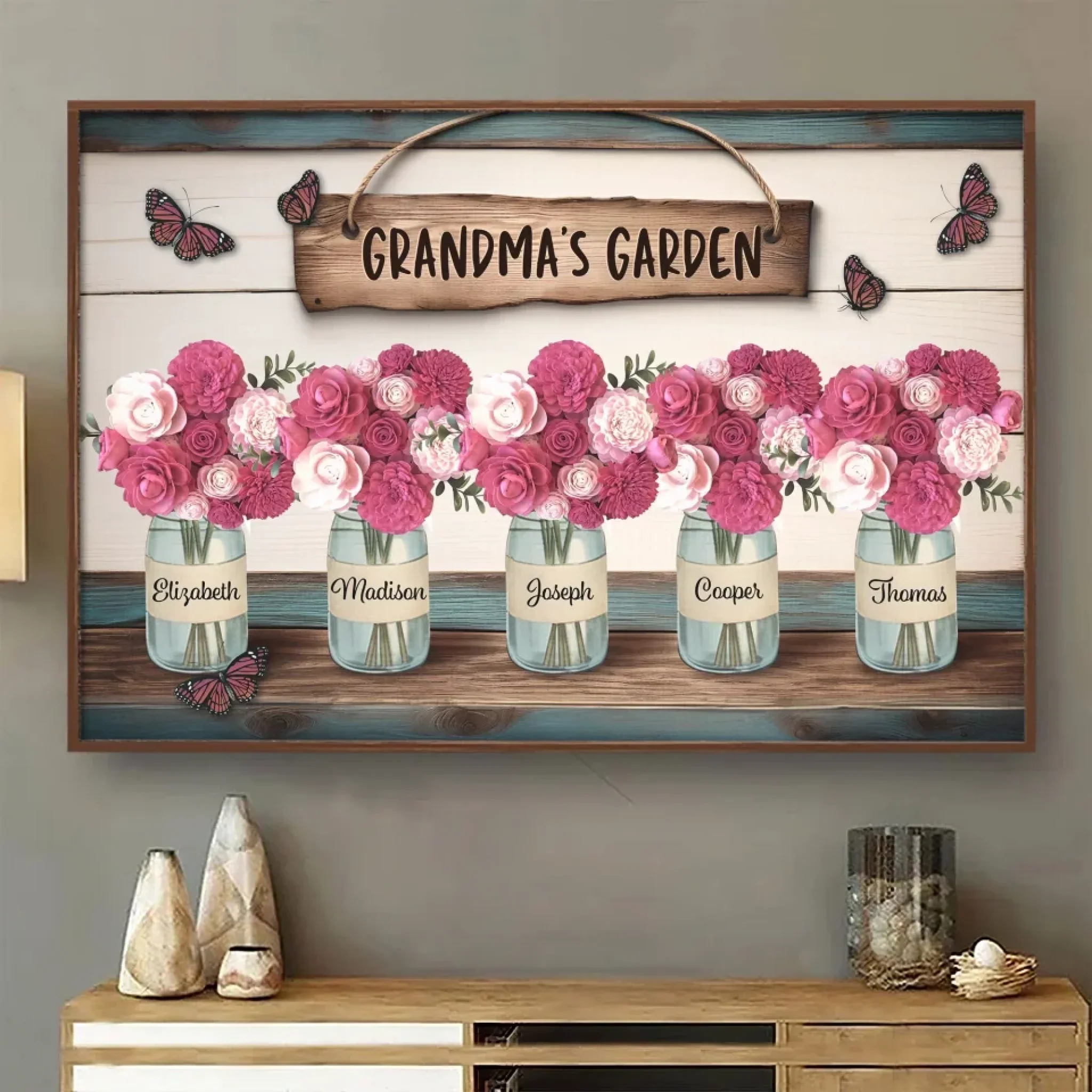 The Garden Of Her Heart - Family Personalized Custom Horizontal Poster - Mother's Day, Gift For Mom, Grandma - Image 3