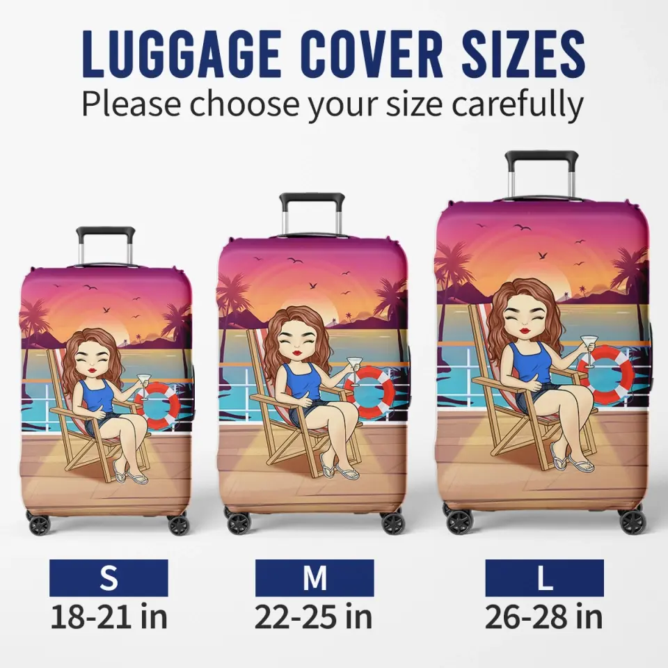 The Girl Who Loves Cruising - Travel Personalized Custom Luggage Cover - Holiday Vacation Gift, Gift For Adventure Travel Lovers - Image 6