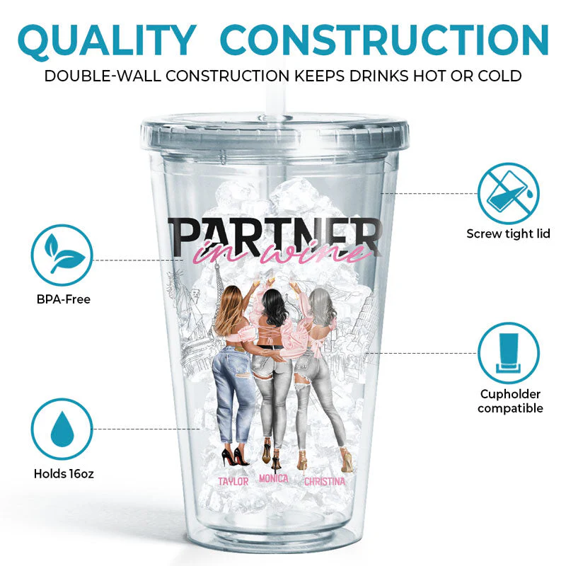 The Girls Are Drinking Again - Bestie Personalized Custom Clear Acrylic Tumbler - Gift For Best Friends, BFF, Sisters - Image 3