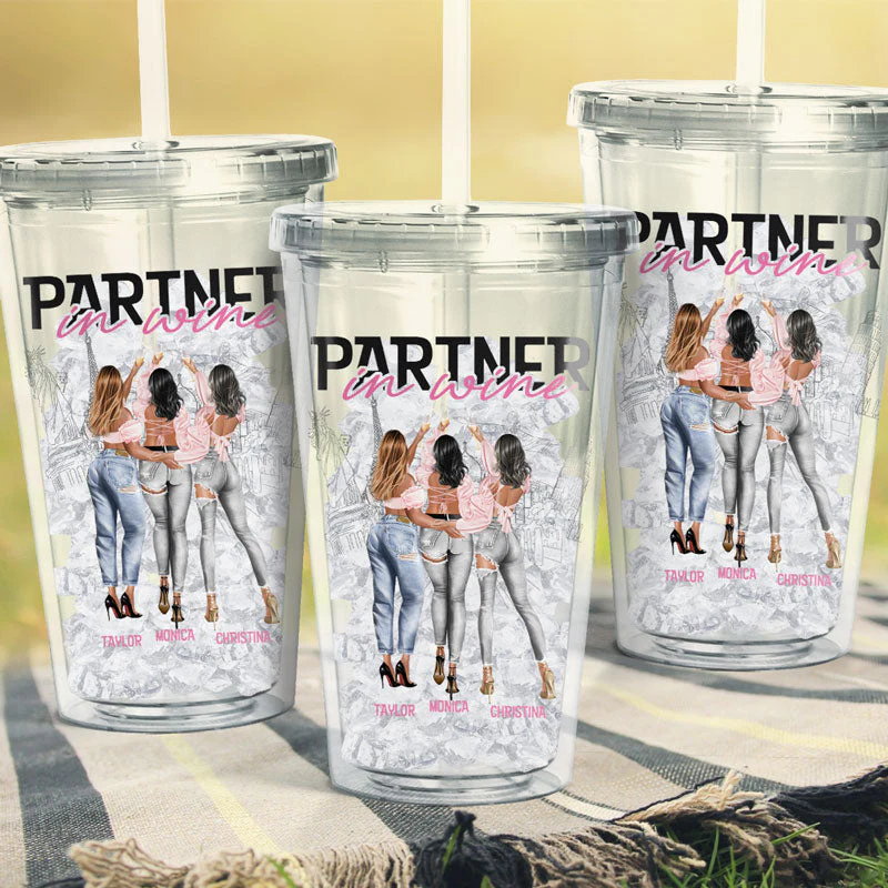 The Girls Are Drinking Again - Bestie Personalized Custom Clear Acrylic Tumbler - Gift For Best Friends, BFF, Sisters - Image 4