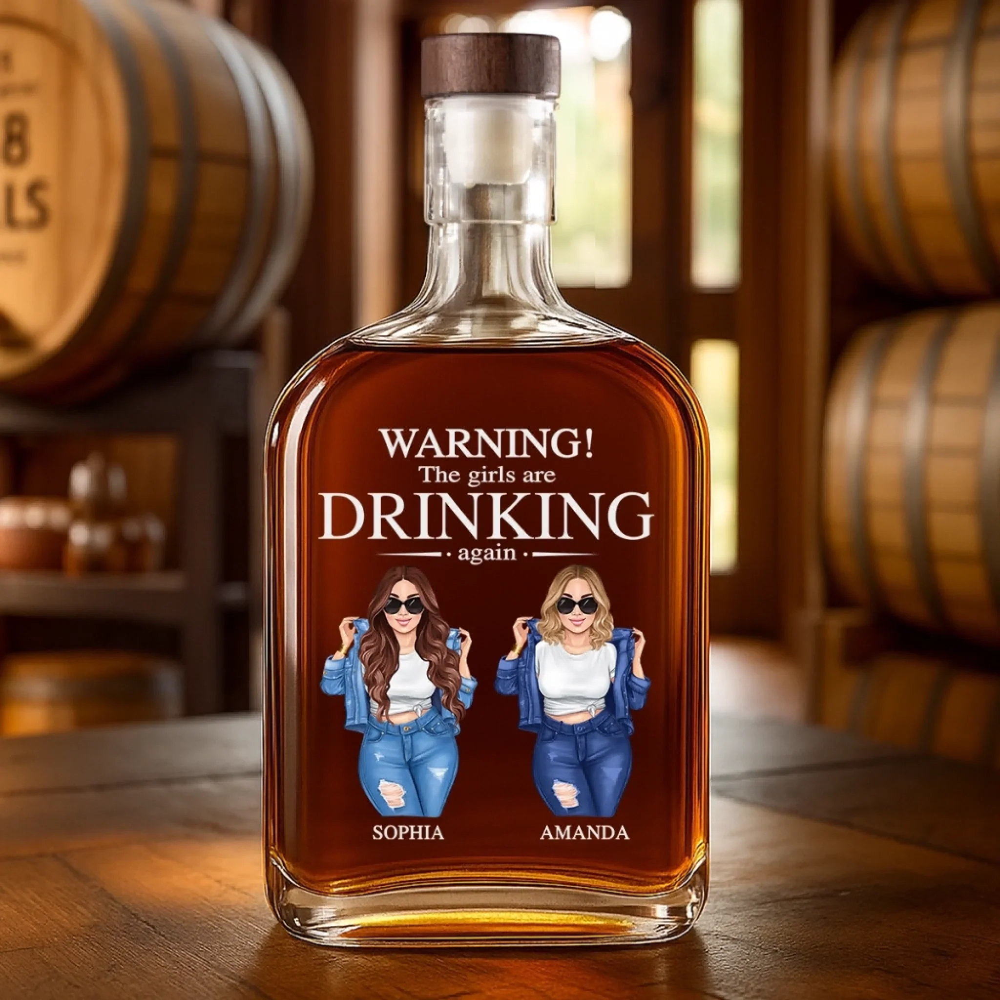 The Girls Are Drinking Again - Bestie Personalized Custom Whiskey Bottle - Gift For Best Friends, BFF, Sisters - Image 4