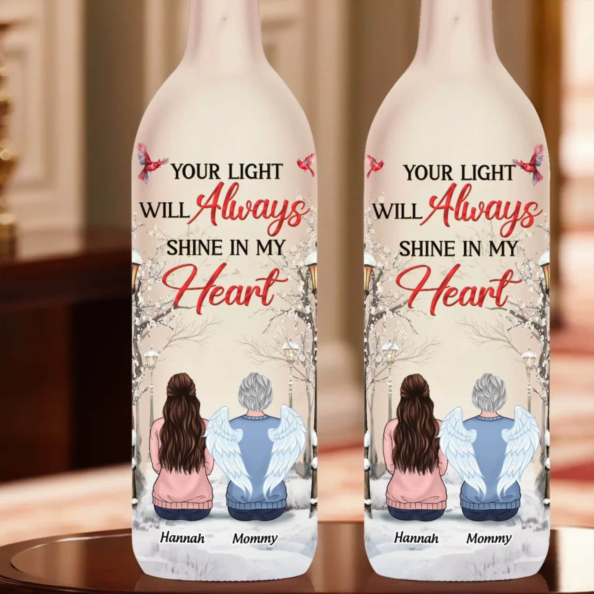 The Glow Of Your Soul Will Forever Brighten My Path - Memorial Personalized Custom Bottle Lamp - Sympathy Gift For Family Members - Image 4