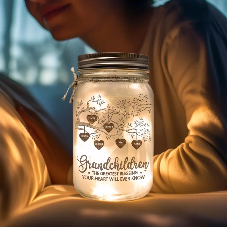 The Greastest Blessing - Family Personalized Custom Mason Jar Light - Mother's Day, Gift For Mom, Grandma - Image 4
