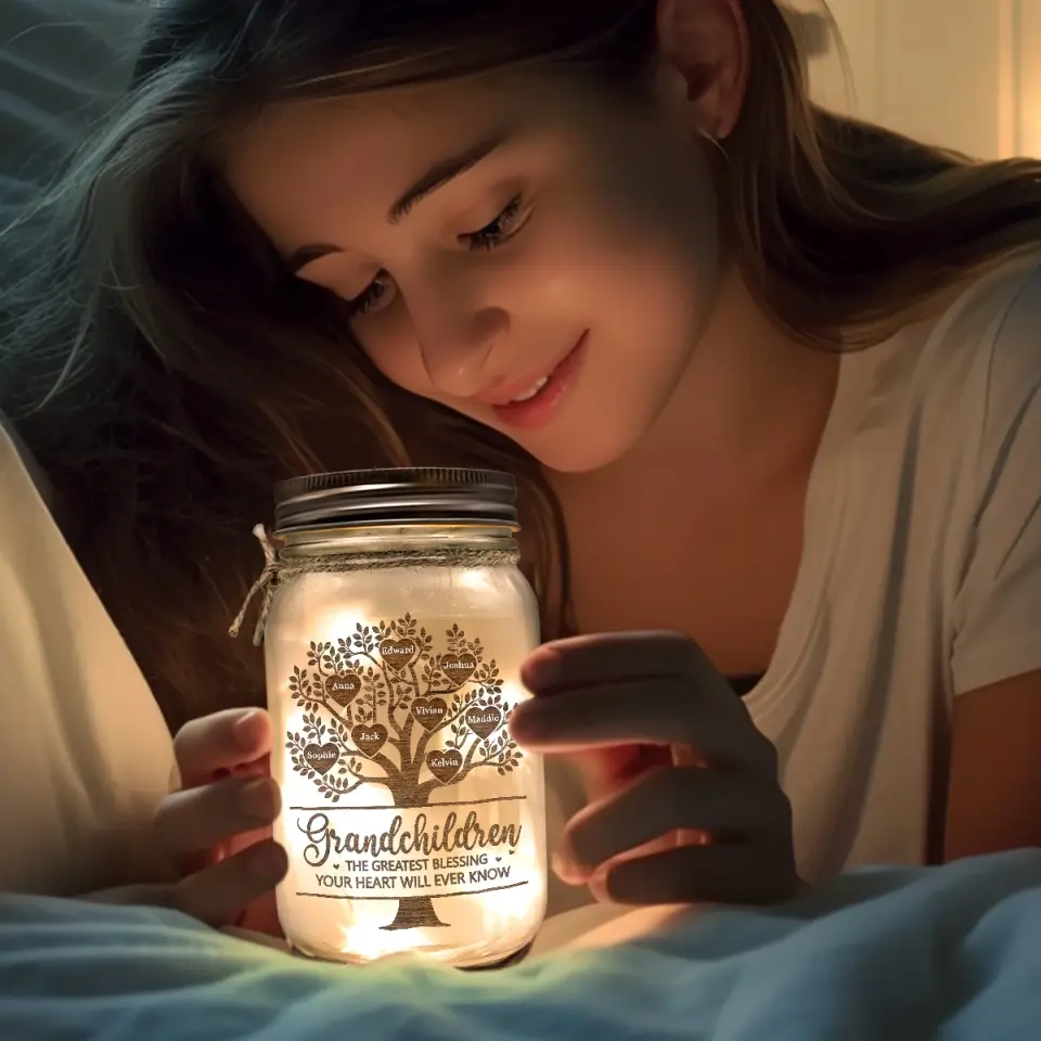 The Greatest Blessing - Family Personalized Custom Mason Jar Light - Mother's Day, Gift For Grandma - Image 3