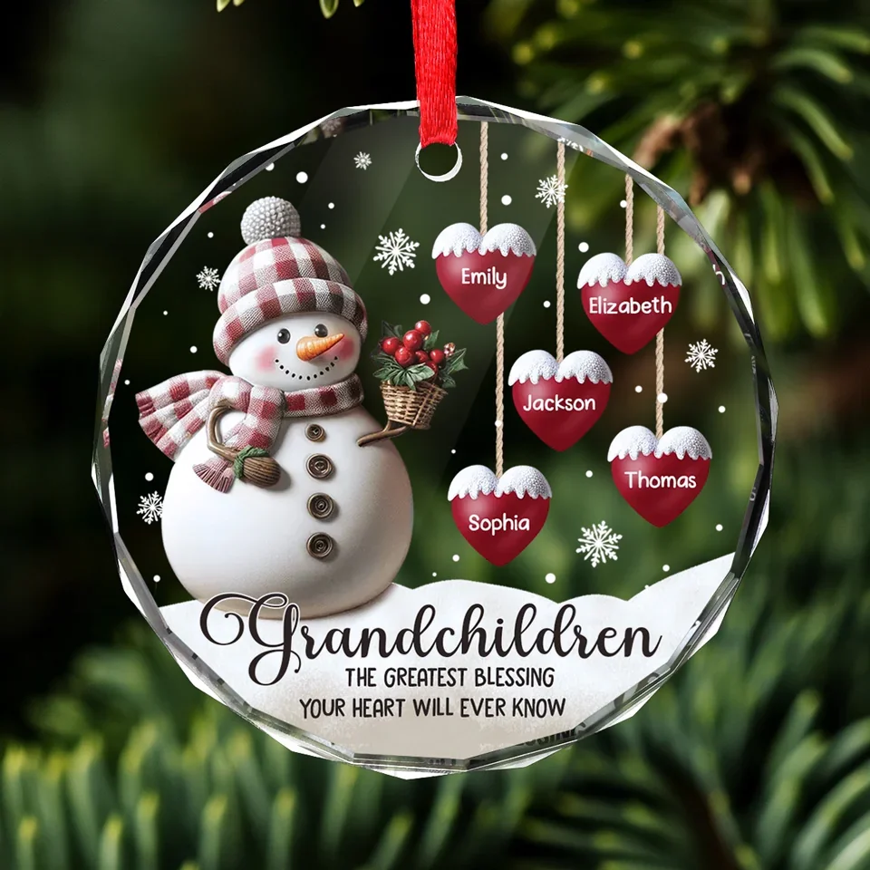 The Greatest Blessing Your Heart Will Ever Know - Family Personalized Custom Circle Glass Ornament - Christmas Gift For Grandma, Grandpa - Image 3