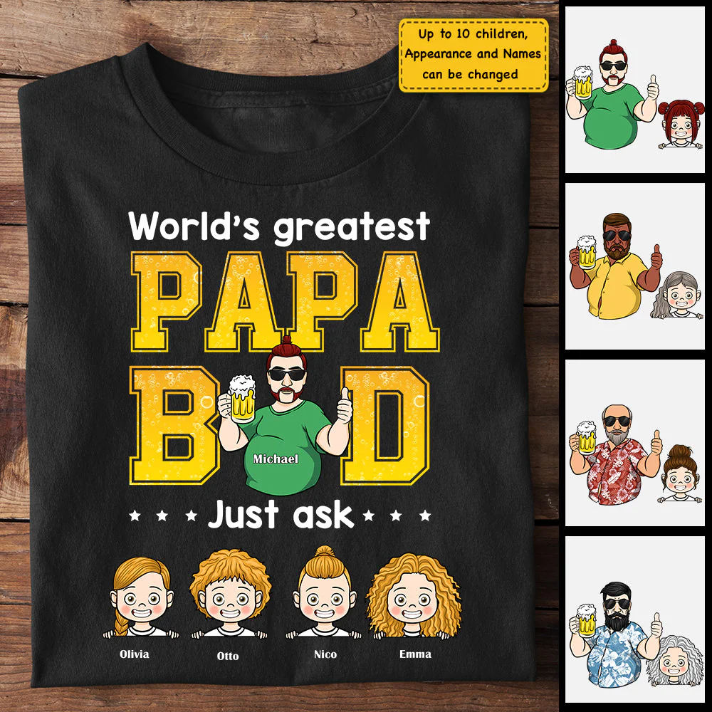 The Greatest Papa Bod - Personalized Unisex T-Shirt, Hoodie - Gift For Dad, Grandpa - Image 3