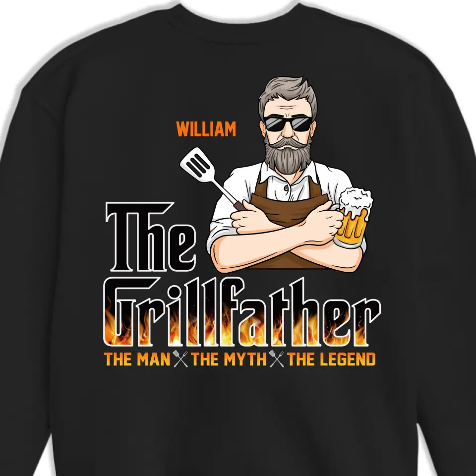 The Grillfather - Family Personalized Custom Back Printed Unisex T-shirt, Hoodie, Sweatshirt - Father's Day, Gift For Dad, Grandpa - Image 5