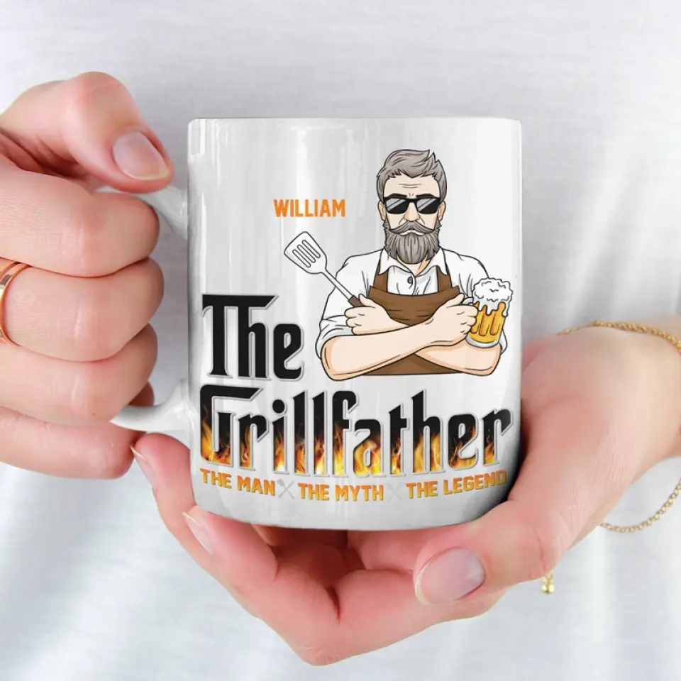 The Grillfather - Family Personalized Custom Mug - Father's Day, Gift For Dad, Grandpa - Image 3