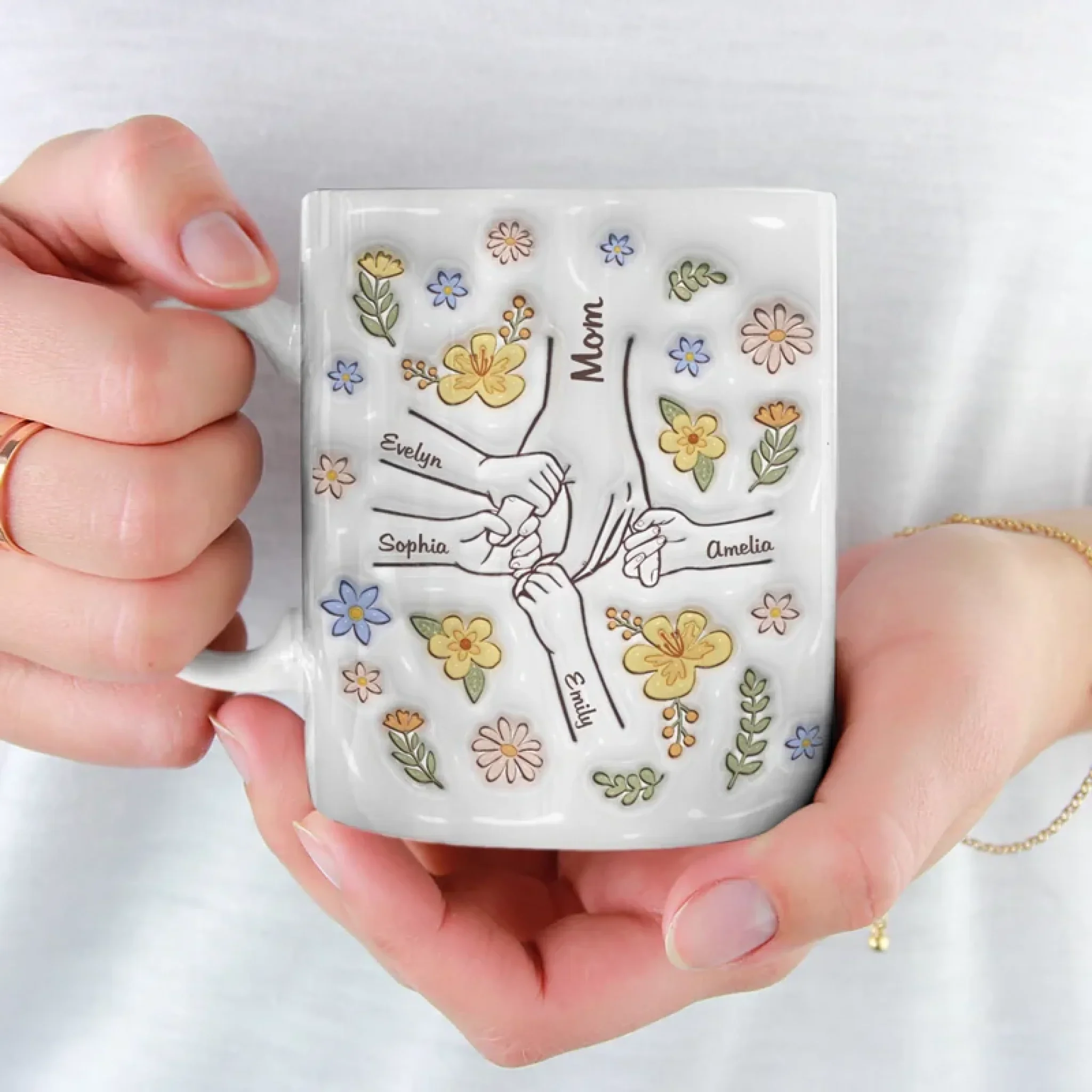 The Heart Of The Family, The glue That Holds Us Together - Family Personalized Custom 3D Inflated Effect Printed Mug - Gift For Mom, Grandma - Image 3