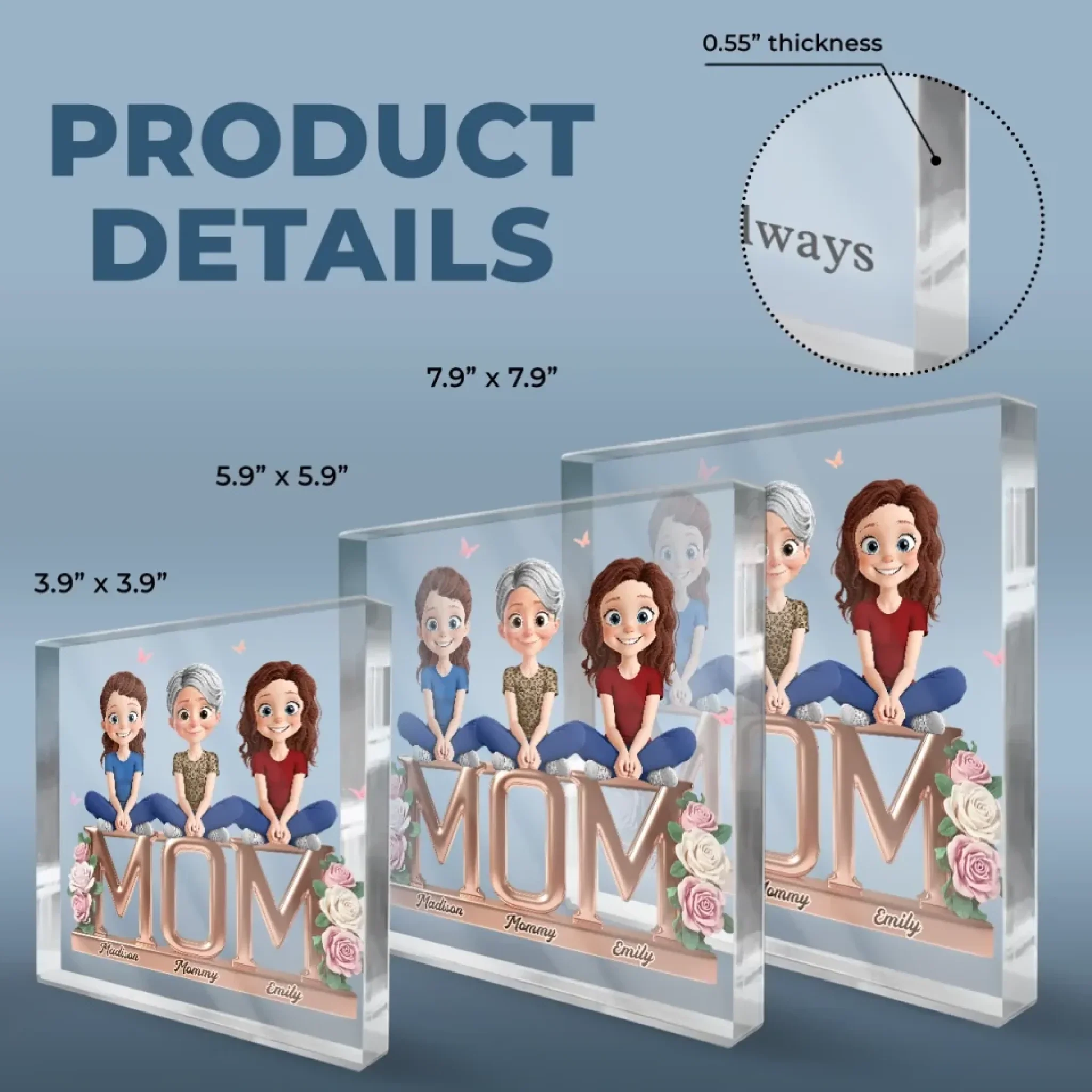 The Heart That Connects Us - Family Personalized Custom Square Shaped Acrylic Plaque - Mother's Day, Gift For Mom, Grandma - Image 5